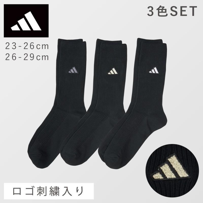 アディダス 靴下 黒 メンズ 23-26cm 26-29cm 3足組 adidas アディダス