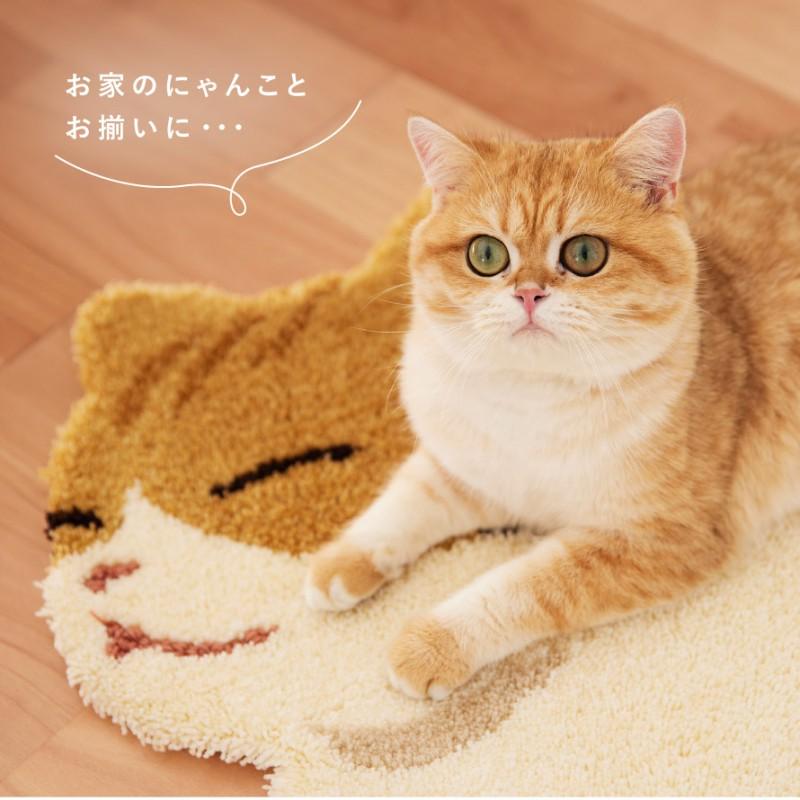 DreamMachine ロングラグ マット 猫 足 ねこ柄 カーペット ラグ マット 1畳 カーペット 洗える 北欧 猫 90×185cm 小さめ おしゃれ