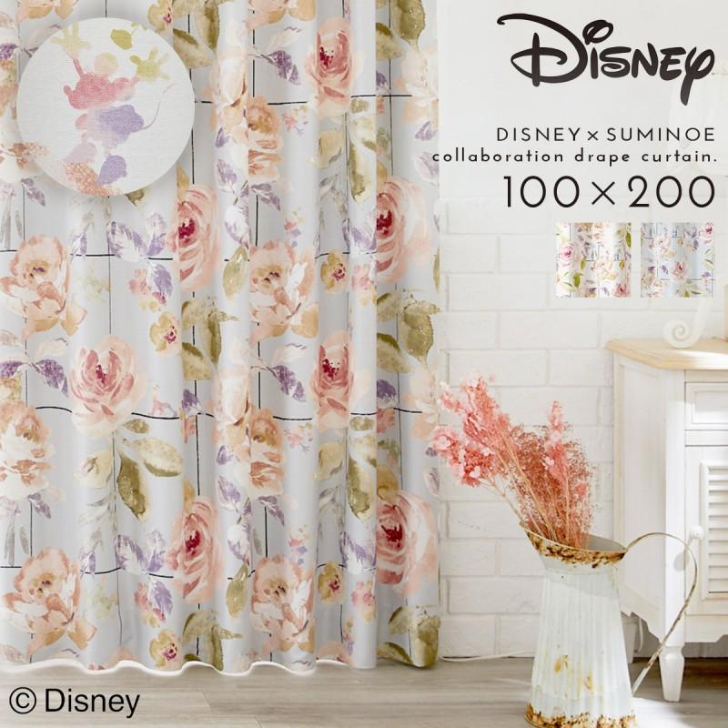 Disney  SERIES SUMINOE 遮光カーテン 花柄 スミノエ カーテン ディズニー 遮光 2級 100×200cm ミッキー ローズ