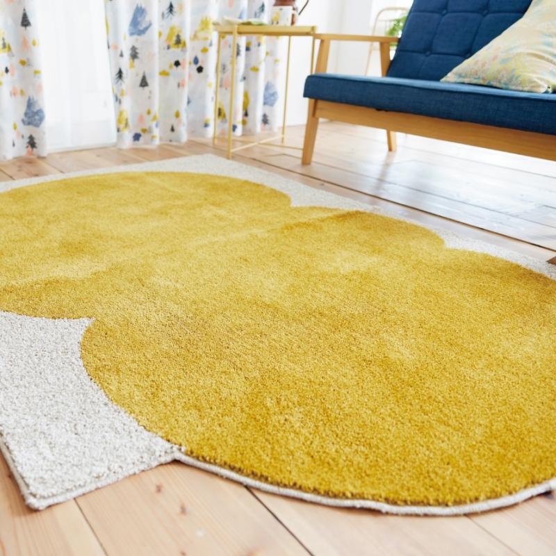 北欧デザイン　イエローラグ 約130×185cm ラグ 130×185cm カーペット 北欧 リビング インテリア おしゃれ
