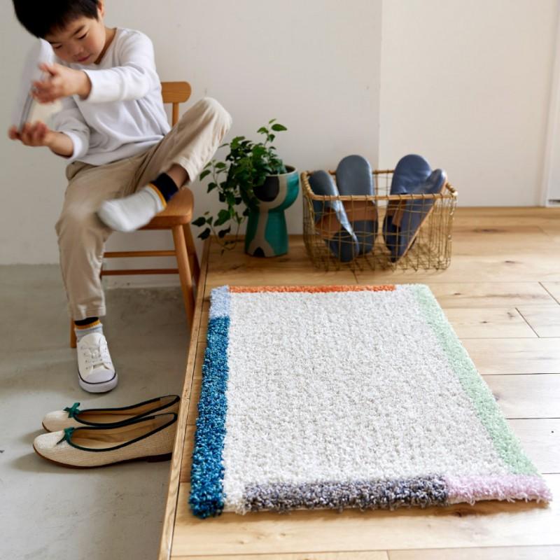 玄関マット 45×75cm 北欧 おしゃれ 玄関 インテリア 室内 カラーフレームマット ラグ 小さめ 長方形 滑り止め 防ダニ 日本製 アクセントマット スミノエ SUMINO | スミノエ | 14