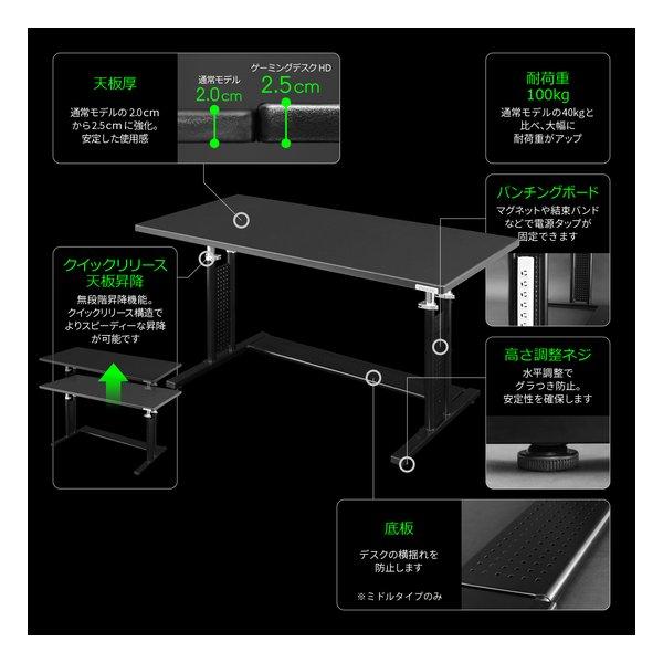 Bauhutte バウヒュッテ ゲーミングデスクHD ミドルタイプ/幅1200mm