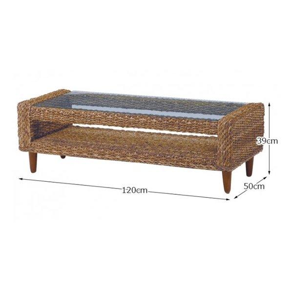 萩原 ハギハラ アジアン センターテーブル リゾート 天然素材 強化ガラス 幅120×奥行50×高さ39cm RL-1442NA-T(2519750)