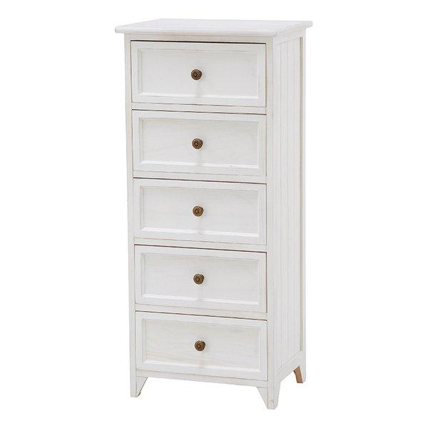 萩原 ハギハラ チェスト シャビーウッドファニチャー アンティークホワイト 5段 幅41×奥行31×高93 MCH5385AW