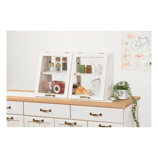 萩原 ハギハラ カウンター上ガラスケース ナチュラル・幅60&times;奥行25&times;高さ35cm 2段タイプ MUD-6068NA(2519305)