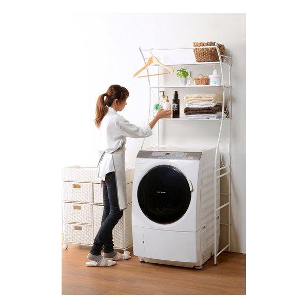 萩原 ハギハラ 洗濯機ラック ホワイト 幅75cm KCC-3028WH(2518145)