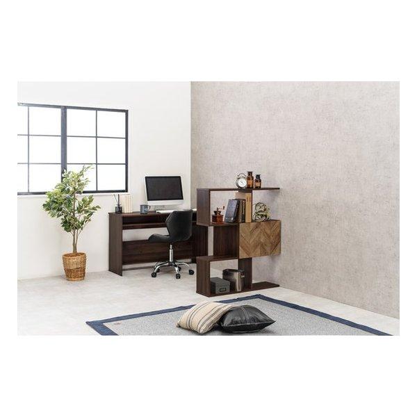 萩原 ハギハラ 扉付きオープンラック ブラウン 4段 組立式 幅90×奥行25.5×高さ107.5cm RCC-1016BR(2529799)の画像