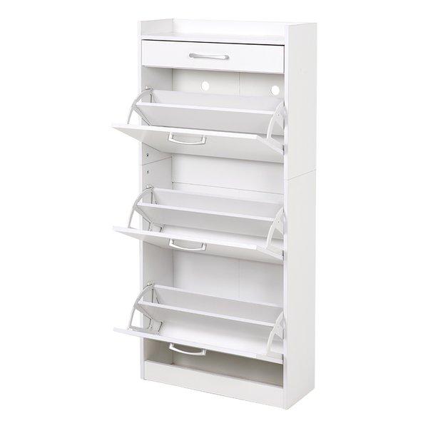 萩原 ハギハラ シューズラック 約 幅62×奥行24×高さ136.5cm ホワイト RSR-1705WH(2574697)の画像