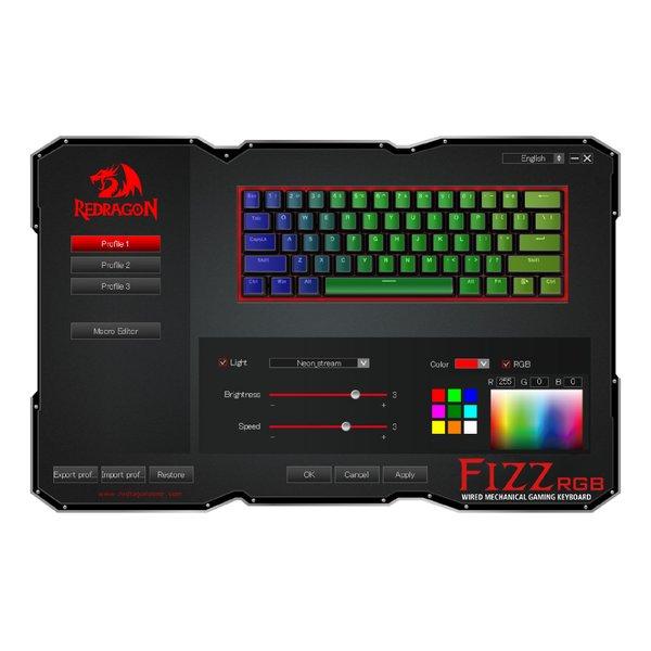 REDRAGON レッドラゴン FIZZ RGB ゲーミングキーボード クリアブラック