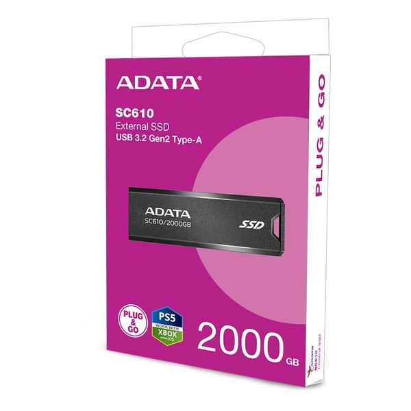 ADATA エイデータ スティック型SSD 2TB/USB3.2/Gen2/キャップレス 