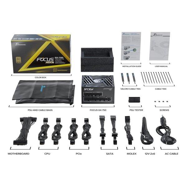 Seasonic シーソニック Focus GX-1000 ATX3 V4 80PLUS GOLD/1000W/ATX3.1&PCIe5.1対応/フルモジュラー/黒 SRP-FGX102-A5A32SF(2641775)の画像