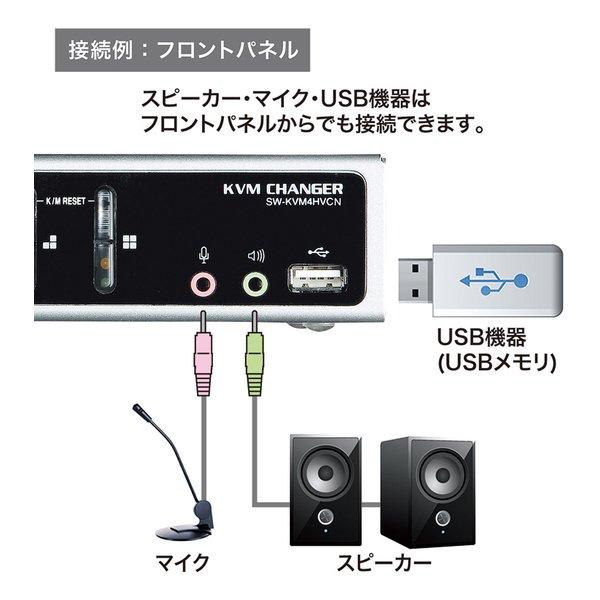 SANWA SUPPLY サンワサプライ 4ポートKVMスイッチ SWKVM4HVCN(2404022)の画像