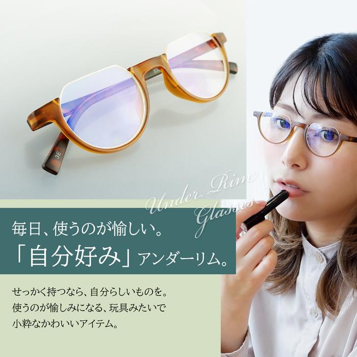 名古屋眼鏡 老眼鏡 アンダーリム 男女兼用 逆ナイロール 度数0.5