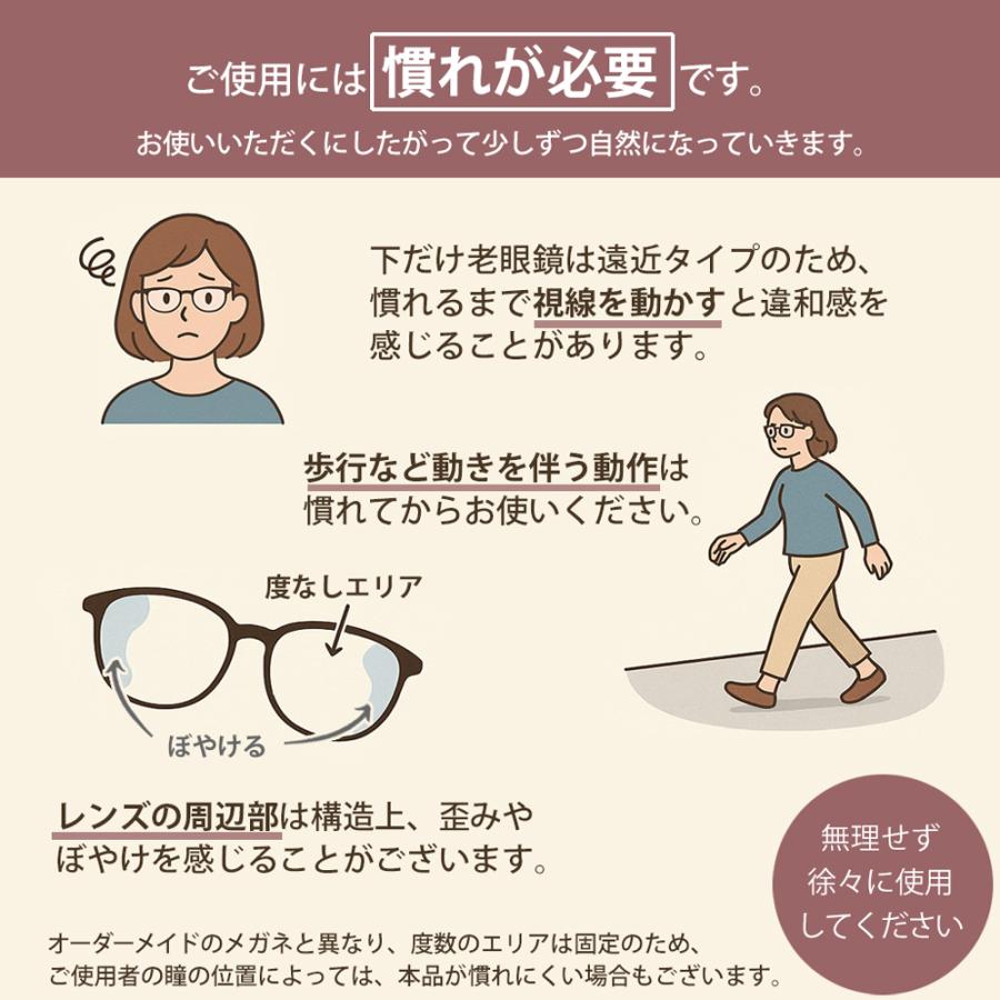 名古屋眼鏡 下だけ老眼鏡 遠くもそのまま 遠近両用 かわいい 老眼鏡に
