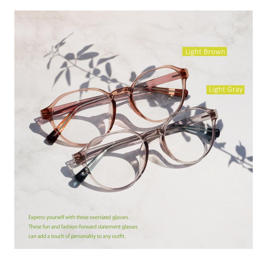 【中顔面短縮メガネ】クラウンパント型 度付き対応 ぽっちゃり 大きいサイズ メガネ 53サイズ レディース 軽量 すっぴん チークカラー 小顔見え 韓国風 TR9213 |  | 19