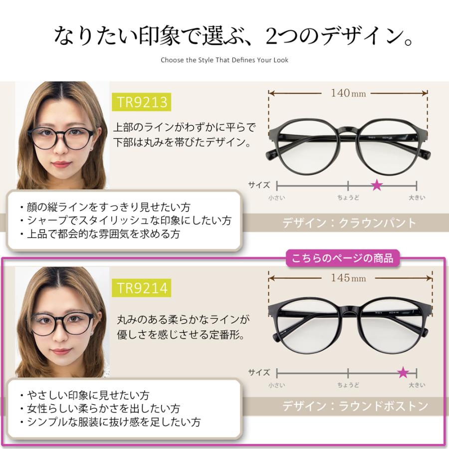 中顔面短縮メガネ】TR9214 ボストン型 度付き対応 ぽっちゃり 大きい