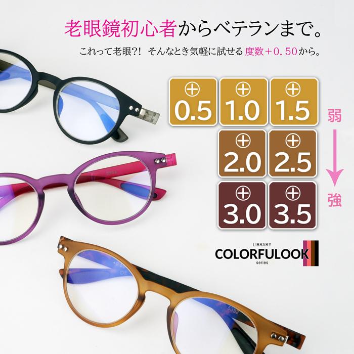 老眼鏡 かわいい おしゃれ レディース メンズ  ブルーライト +0.5 ボストン 40代 50代 シニア スマホ 名古屋眼鏡 ブラック ブラウン カラフルック CP-A | 名古屋眼鏡 | 09