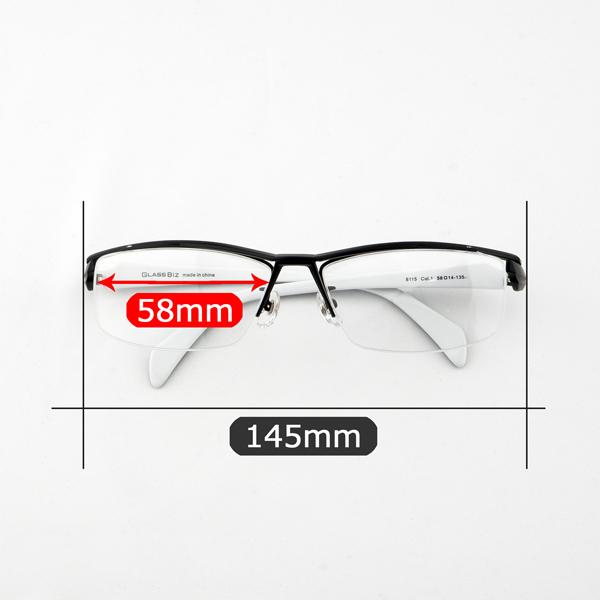 メガネ 眼鏡 めがね 大きい 顔 頭 ビッグ メンズ 度付き ダテ おしゃれ ブルーライトカット PC 男性 チタン ホワイト 60サイズ シルバー 白 |  | 14