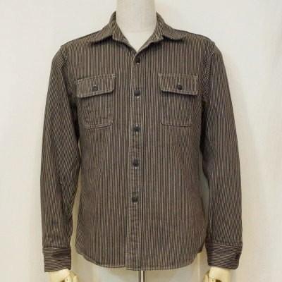 【美品】デラックスウェア ベージュ ヒッコリー ストライプ シャツ M DELUXEWARE HV-01-ゼブラストライプ-ヒッコリーシャツ-HV01