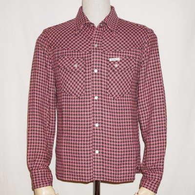 CW-83W-ピンクチャコール-千鳥格子ウエスタンシャツ83長袖-CW83W-FLATHEAD-フラットヘッドシャツ