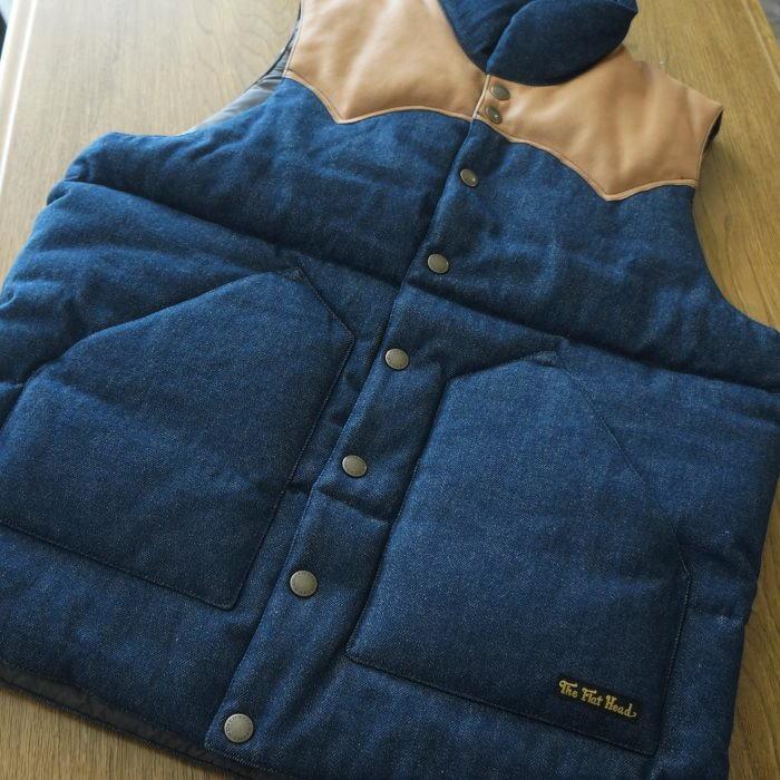 FN-OJ-DPV001 12.5oz DENIM PUFFER VEST FNOJDPV001 FLATHEAD フラットヘッド デニムベストの画像