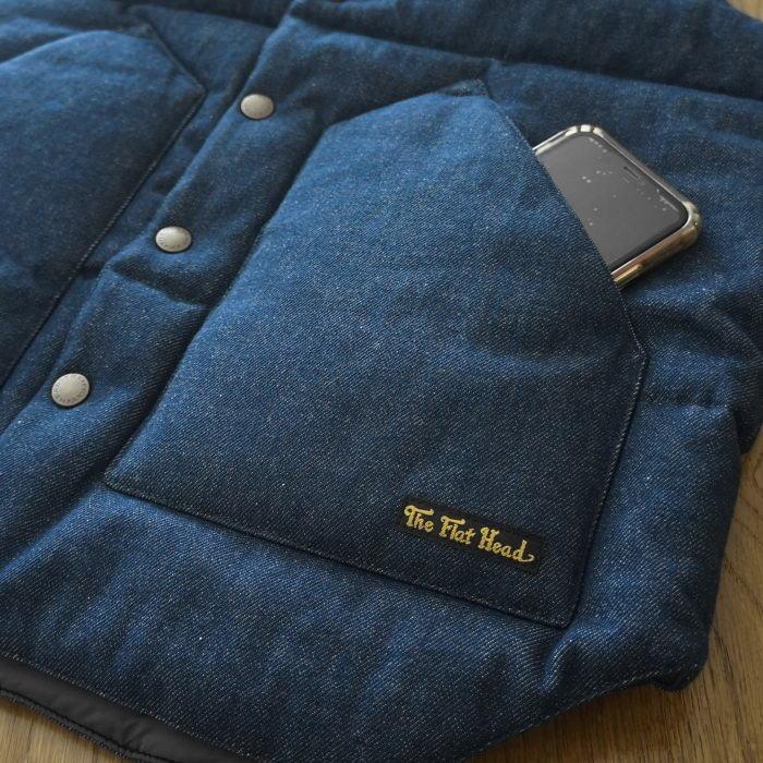FN-OJ-DPV001 12.5oz DENIM PUFFER VEST FNOJDPV001 FLATHEAD フラットヘッド デニムベストの画像