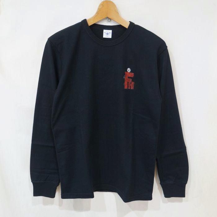 THE FLAT HEAD ロンT The Flat Head Flying Wheel Loopwheeled Longsleeve – Black