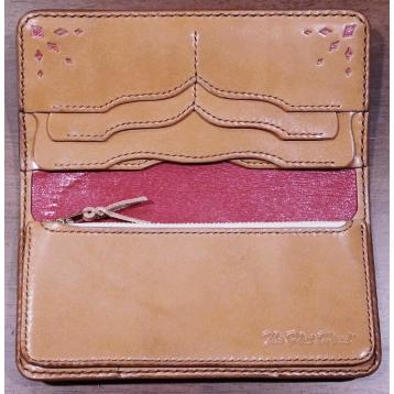 The Flat Head FS-33C-ブラックサドルレッド-手縫いウォレット