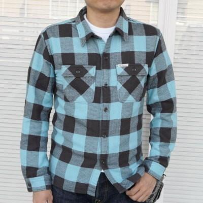 The Flat Head（フラッドヘッド） HN-52W-サックス-ヘビーネルシャツ52