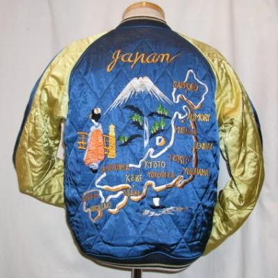 theflat head サテンスカジャン L The Flat Head（フラッドヘッド） SV-07-オレンジネイビー-サテン