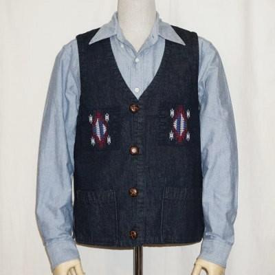 サムライジーンズ SCVS18-D-インディゴ-刺繍デニムベスト18-D-SCVS18D