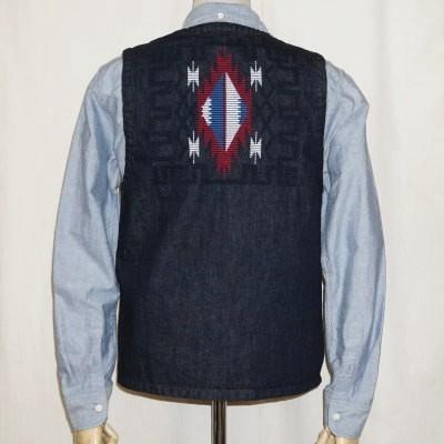 SAMURAI JEANS / ベスト/XXL/デニム/IVO/SCVS18-D/ネイティブ柄/刺繍 サムライジーンズ SCVS18-D-インディゴ-刺繍デニムベスト18-D-SCVS18D