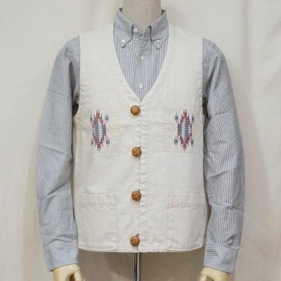 サムライジーンズ SCVS18-D-生成り-刺繍デニムベスト18-D-SCVS18D