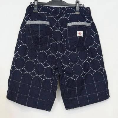 DOUBLE インディゴ ショートパンツ Mサイズ サムライジーンズ SJSP15-02-ディープインディゴ-インディゴ刺し子