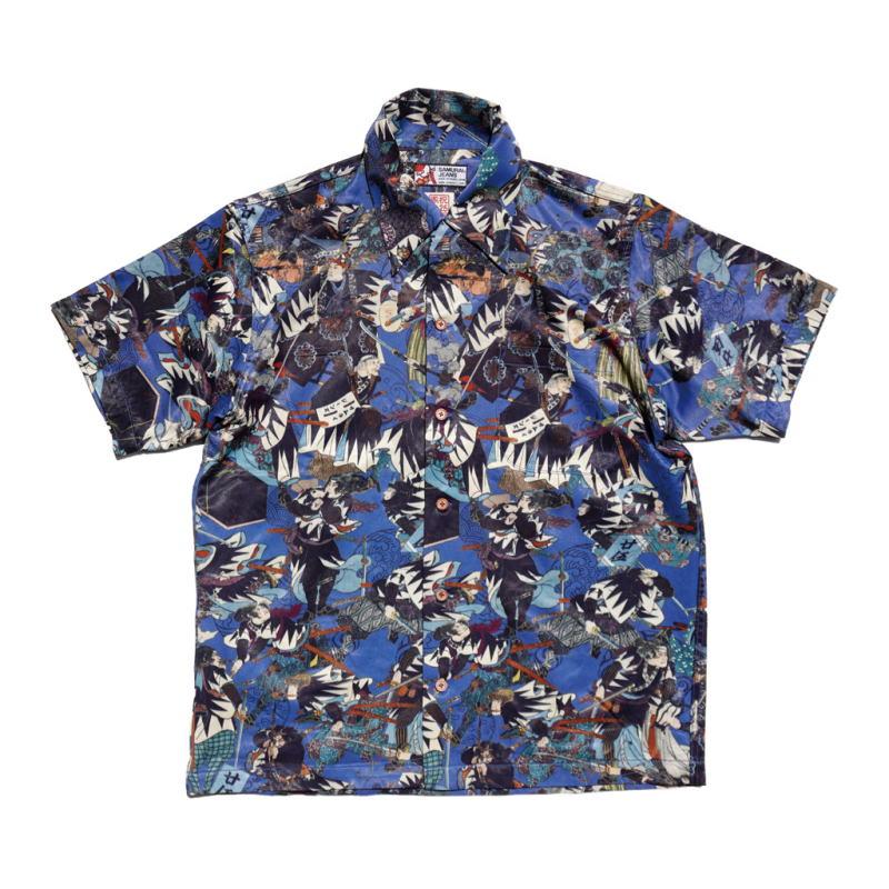 サムライジーンズ SSA25TH-AR BL 赤穂浪士柄ハワイアンシャツ