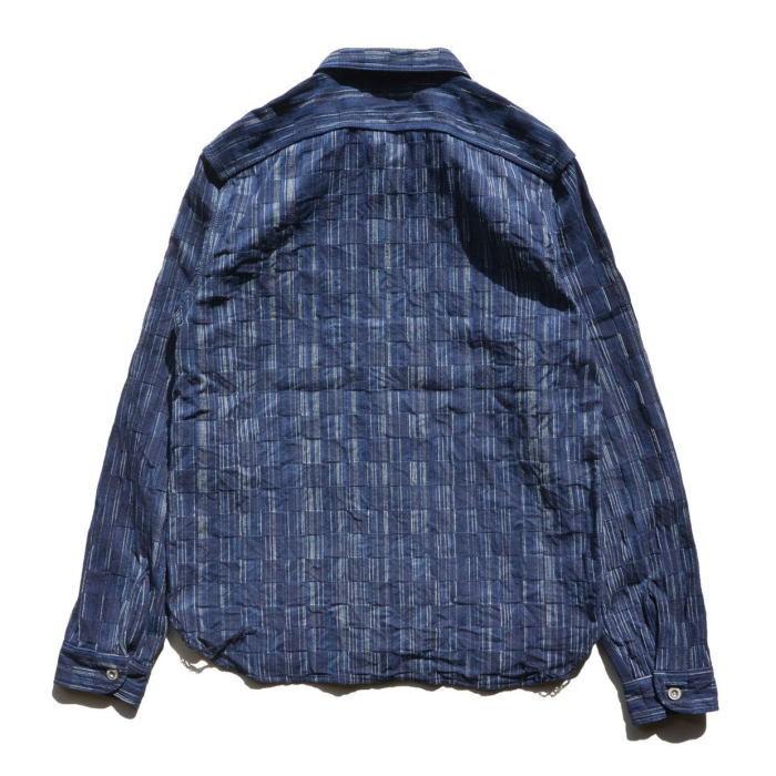 SSS21-IK-藍シマ-藍市松絣ワークシャツ21-IK-SSS21IK-SAMURAIJEANS-サムライジーンズシャツ-長袖シャツ IK 藍シマ 藍市松絣ワークシャツ21 SAMURAIJEANS