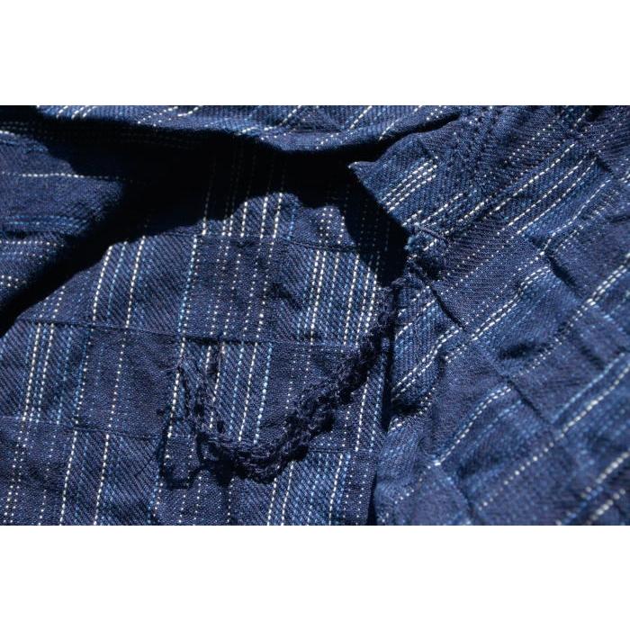 SSS21-IK-藍シマ-藍市松絣ワークシャツ21-IK-SSS21IK-SAMURAIJEANS-サムライジーンズシャツ-長袖シャツ IK 藍シマ 藍市松絣ワークシャツ21 SAMURAIJEANS