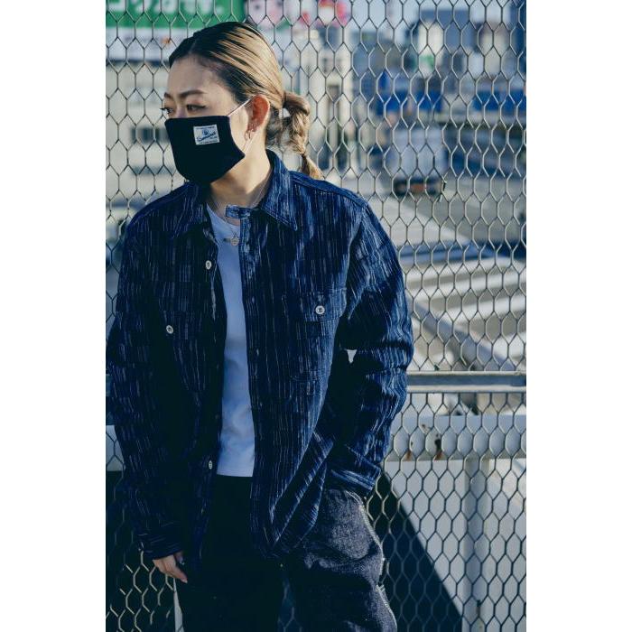 SSS21-IK-藍シマ-藍市松絣ワークシャツ21-IK-SSS21IK-SAMURAIJEANS-サムライジーンズシャツ-長袖シャツ IK 藍シマ 藍市松絣ワークシャツ21 SAMURAIJEANS