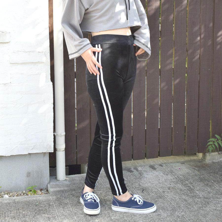 サイドラインパンツ サイドライン レギンス レディース コーデ ベロア生地 ベロアパンツ ベロア ボトムス 秋 冬 スポーティー ベルベット 送料無料 0025 ポンクロージング 通販 Yahoo ショッピング