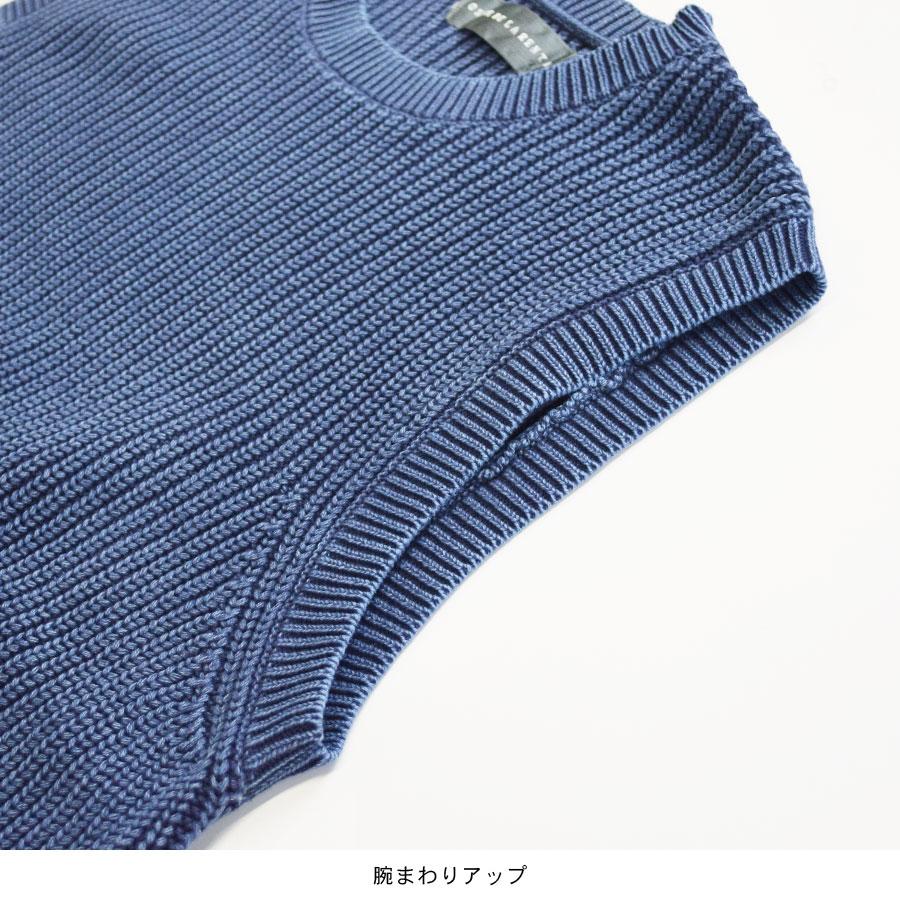 ニットベスト 畦編み 丸首 クルーネック レディース トップス ニット