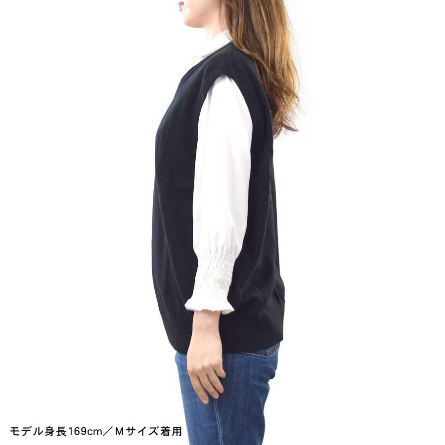 unfudge ブラック ノースリーブベスト　M size ニットベスト ゆったり ユニセックス 男女兼用 畦編み