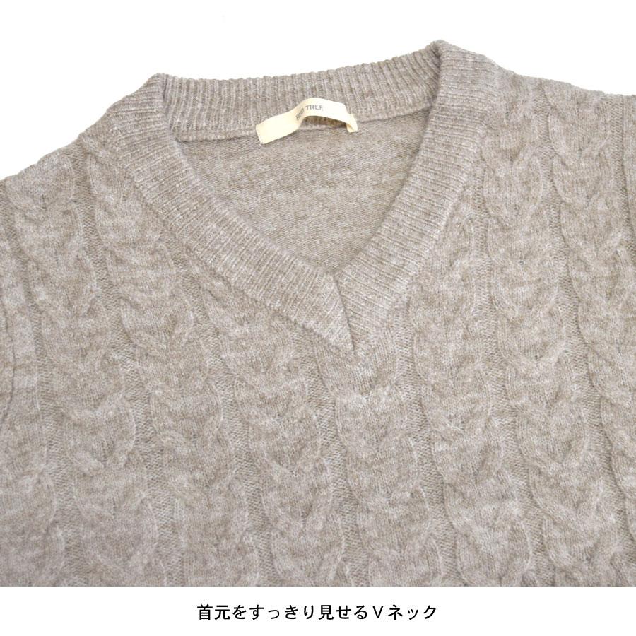 ケーブルニット ケーブル編み ニット レディース セーター Vネック 春