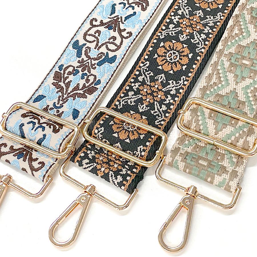 ショルダーストラップ バッグ用 太め 刺繍 ショルダーベルト 斜めがけ