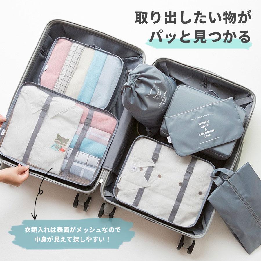 トラベルポーチ セット 7点セット 旅行 収納ポーチ ケース メッシュ 撥