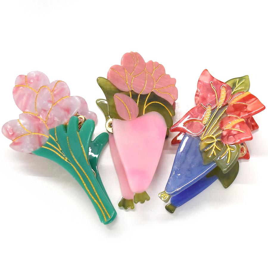 ヘアクリップ アセテート バンスクリップ フラワー 花