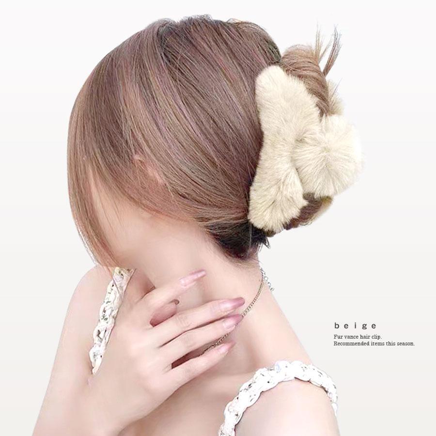 ファー バンスクリップ ヘアクリップ くるりん クリップ レッキス