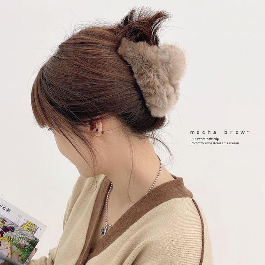 ファー バンスクリップ ヘアクリップ くるりん クリップ レッキス