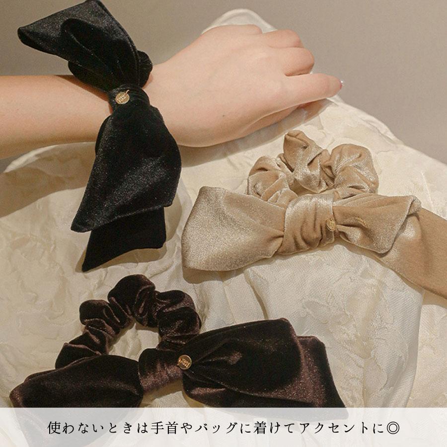 美品】acca ビジュー付きリボンヘアゴム acca ホワイトビジュー リボン