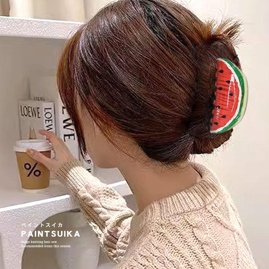 ヘアクリップ フルーツ モチーフ バンスクリップ スイカ レモン キウイ