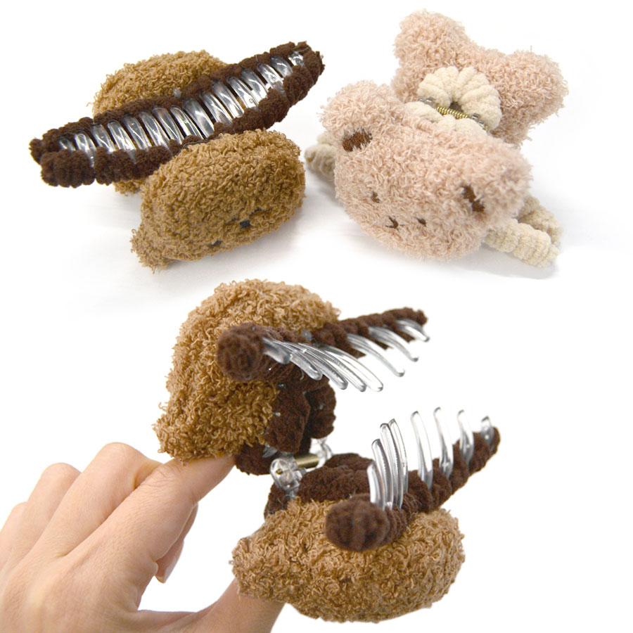 バンスクリップ ヘアクリップ くま テディベア もこもこ レディース